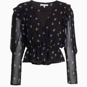 WAYF Misti Surplice Floral Blouse NWOT Size Medium